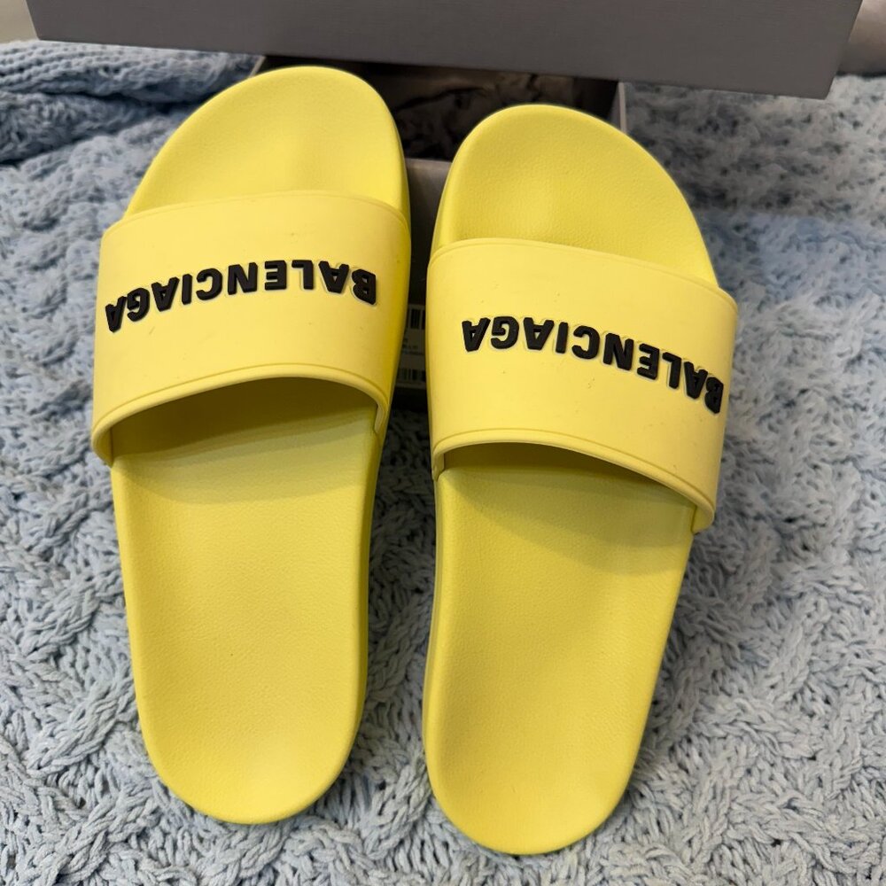 Balenciaga Authentic Yellow Slide Sandals